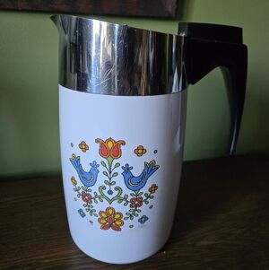 Corning Ware Country Festival Print 10 Cup Percolator Vintage *Missing Lid*